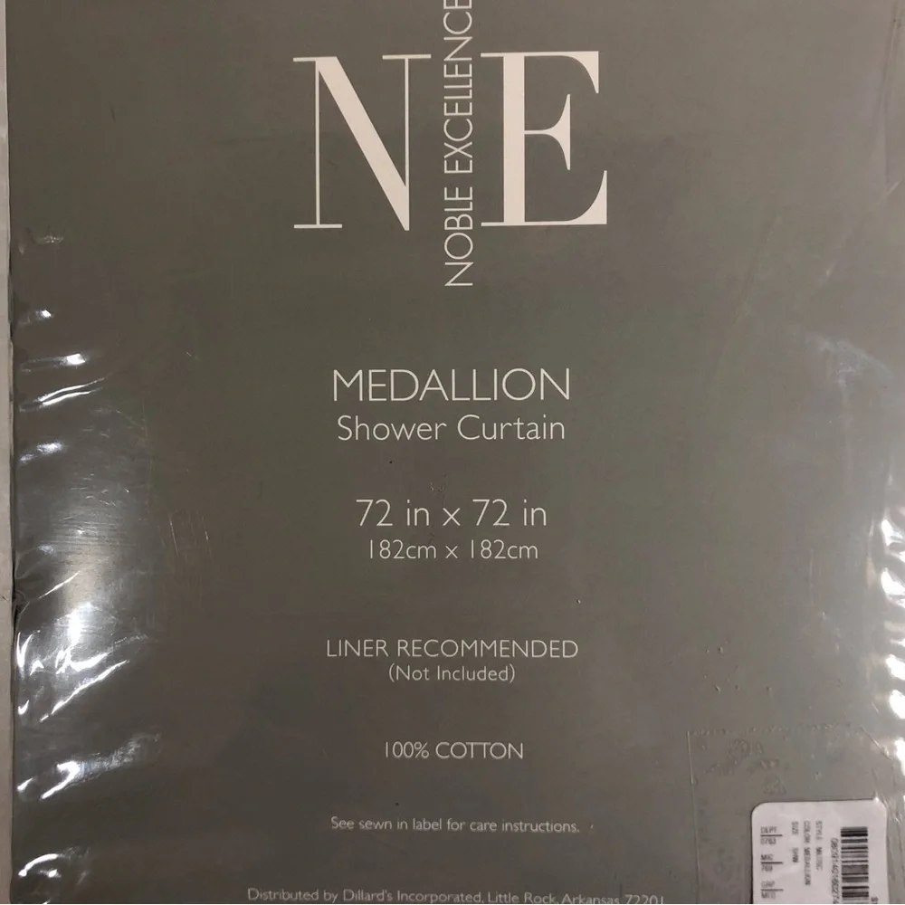 NOBLE EXCELLENCE Medallion Blue Beige Shower Curtain NWT